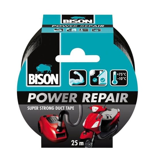 Bandă adezivă texturată BISON Power Repair, negru, 50mmx25m