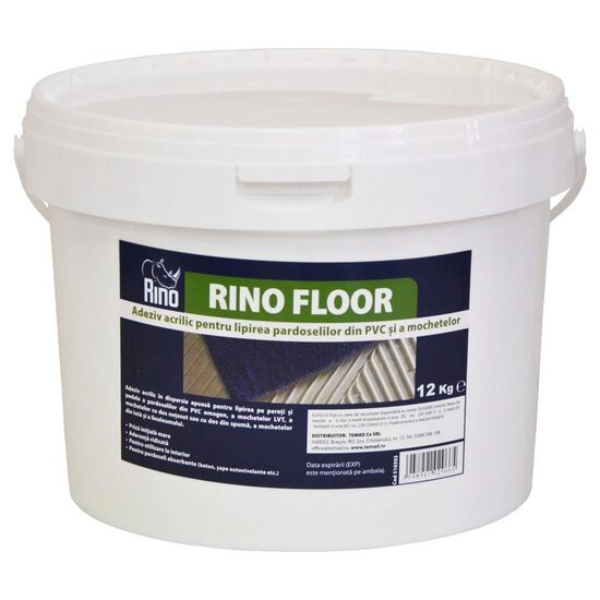 Adeziv acrilic pentru lipirea pardoselilor din PVC și a mochetelor RINO FLOOR, 12kg