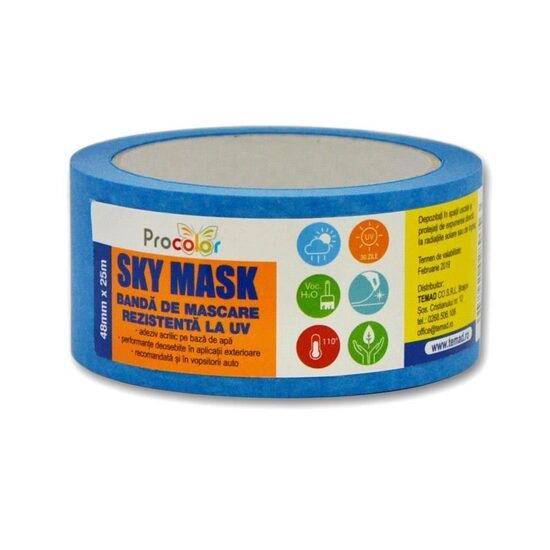 Bandă de mascare rezistentă la radiații UV SKY MASK, 48mmx25m