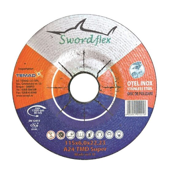 Disc de șlefuire SWORDFLEX A 24 TMD SUPER, pentru oțel, 115mmx6mm