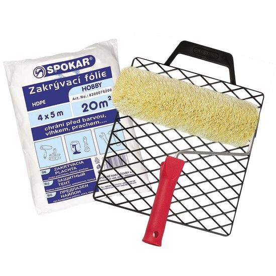 Set Rolă verde din poliacril 240m, cu grătar din PVC și folie de protecție