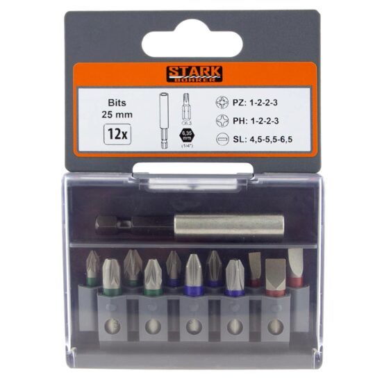 Set 12 biți + adaptor magnetic STARK BOHRER, PH 1-2-2-3, PZ 1-2-2-3, SL 4,5-5,5-6,5