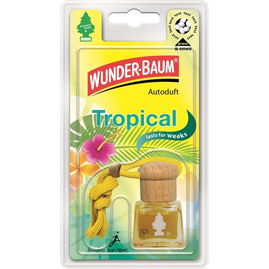Odorizant auto WUNDER-BAUM Tropical, sticluță, parfumul aerului cald tropical