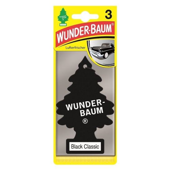 Odorizant auto WUNDER-BAUM Black Classic, brăduț, parfum de cedru, 3 bucăți