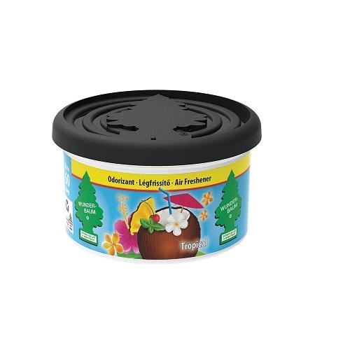 Odorizant auto WUNDER-BAUM Tropical, din fibre de lemn reciclat, capac reglabil, parfumul aerului cald tropical