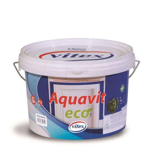 Vopsea email poliuretanică pe bază de apă pentru lemn VITEX Aquavit Eco, alb lucios, 2,5L