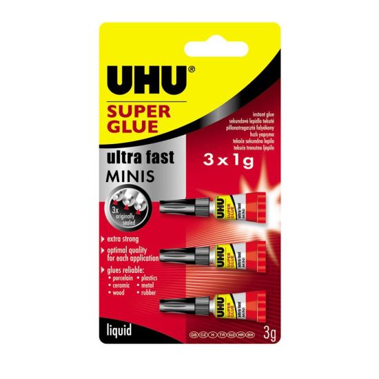 Adeziv instant cianoacrilat UHU Super Glue Mini, 3x1g