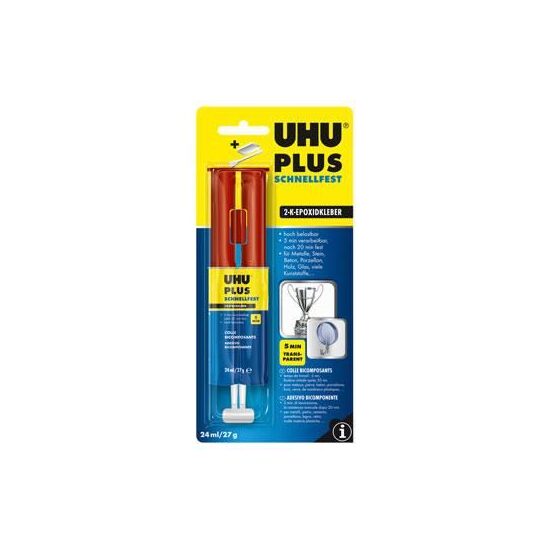 Adeziv universal epoxidic bicomponent UHU Plus Schnellfest, transparent, 24ml