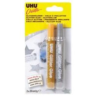 Lipici decorativ cu sclipici UHU Creativ Glitter Glue, 2x20ml