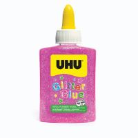 Adeziv colorat cu particule de sclipici UHU Glitter Glue, roz, 90g 