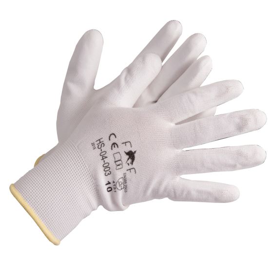 Mănuși cu peliculă din poliuretan BuntingLight White HS-04-003, alb, 8