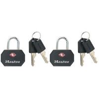 Lacăt bagaje din aluminiu protejat și agrementat TSA MASTERLOCK 4681EURTBLK, corp 30mm, clasă securitate 3/10, cheie, set 2 buc.