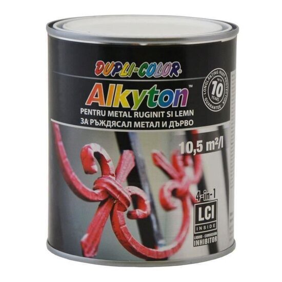 Vopsea antirugină DUPLI-COLOR Alkyton, alb mat RAL9010, 0,75L