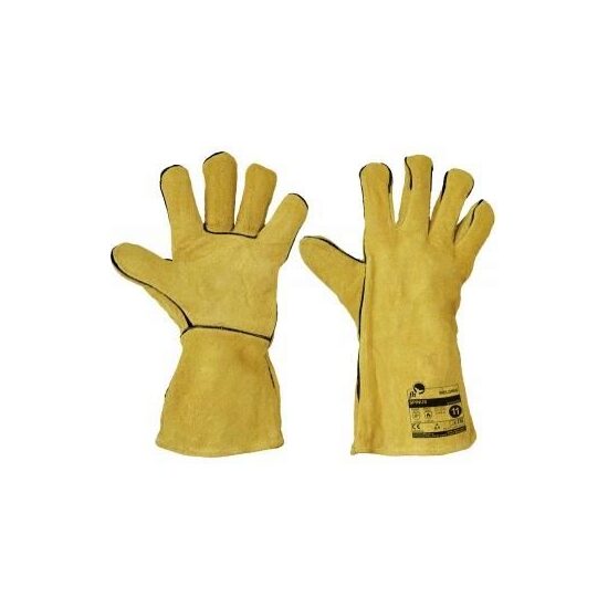 Mănuși sudor piele bovină ignifugate galbene Spinus Kevlar pentru sudură tip A