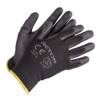 Mănuși peliculă poliuretan (PU) negre SENSOR TOUCH blister, 10