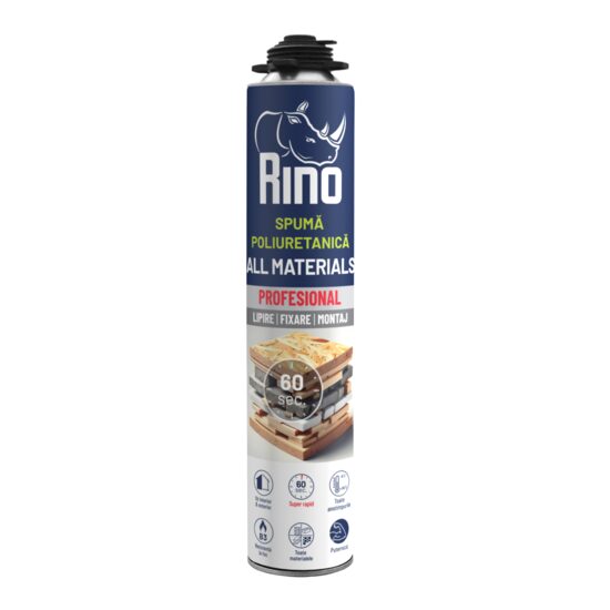 Spumă poliuretanică pentru pistol RINO ALL MATERIALS 60 sec, 750ml