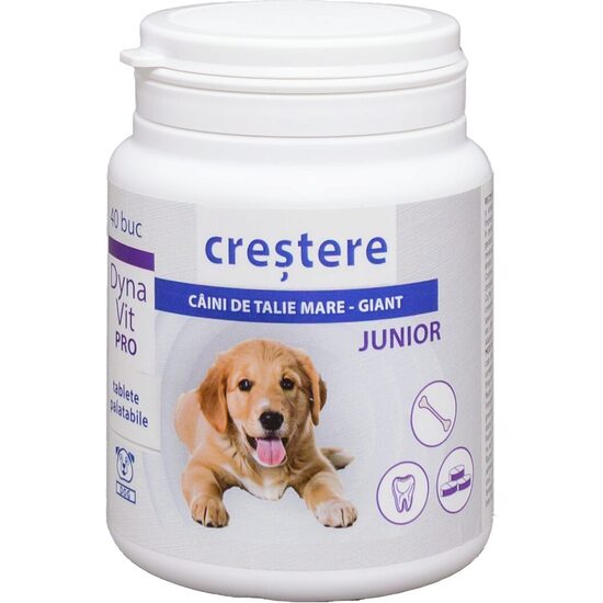 Supliment pentru câine de talie mare junior Dynavit-Pro, creștere, 40 de tablete